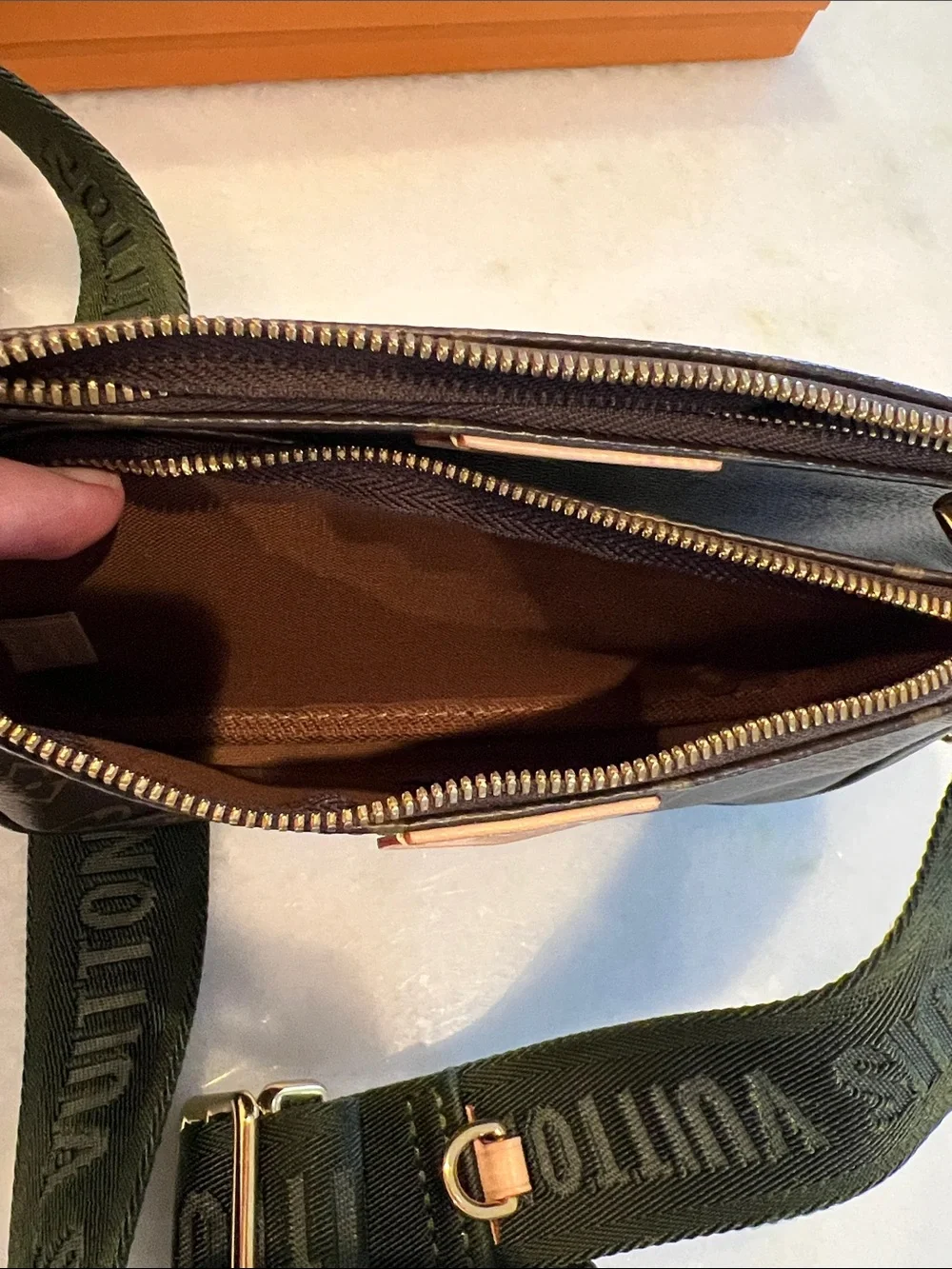 Louis Vuitton Monogram Multi Pochette Crossbody with Green Strap